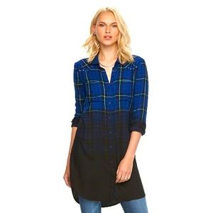 Rock & Republic DIP dyed plaid ombré tunic, size medium